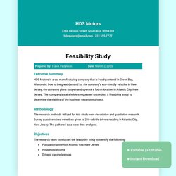 Free Feasibility Study Outline Template Download In Word Google Docs One Page