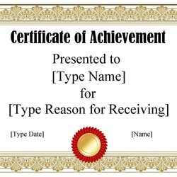 Super Free Certificate Template Instant Download Achievement Word