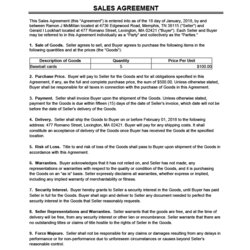Spiffing Free Sales Agreement Template Word Warranties Contract Agreements Sample