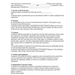 Champion Free Printable Service Contract Forms Agreement Contractor Independent Template Templates