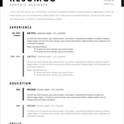 Matchless Sample Resume Templates Word Free New