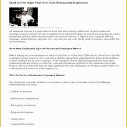 High Quality Restaurant Employee Handbook Template Free Download Of Manual Welcome Sample Word Samples Letter