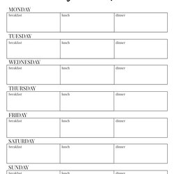 Champion Free Printable Weekly Meal Plan Template Paper Trail Design Lunch