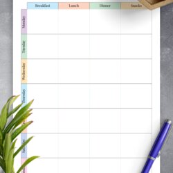 Super Download Printable Colorful Weekly Meal Planner With Grocery List Planners Template
