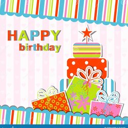 Template Birthday Greeting Card Stock Vector Illustration Of Cute Preview