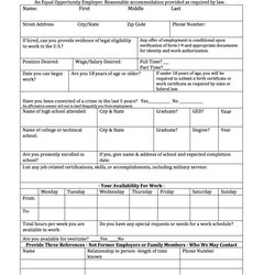 Terrific Free Employment Job Application Form Templates Printable Template