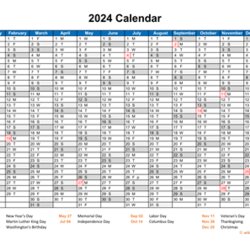 Calendar Horizontal One Page Template