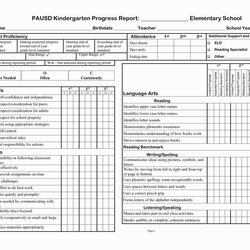 Report Card Template Elementary Cards Design Templates Progress School Kindergarten Blank Printable High