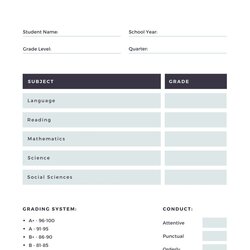 Customize Report Cards Templates Online Gray Simple Card