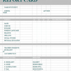 Smashing Report Card Template Word Printable Free