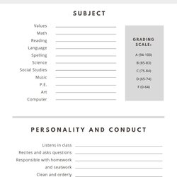 Customize Report Cards Templates Online Gray White Simple Card