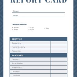 Fantastic Free Printable Report Card Template Templates Navy Blue Geometric