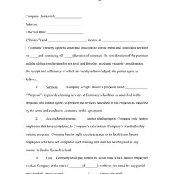 Sterling Printable Blank Service Contract Template Cleaning Agreement Janitorial Free Forms