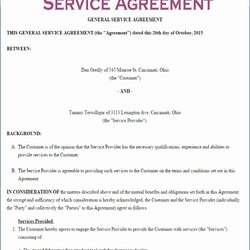 Printable Service Contract Template Example Of