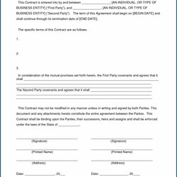 Smashing Free Printable Simple Contractor Agreement Template Contract Contracts Samples Behavior Sample