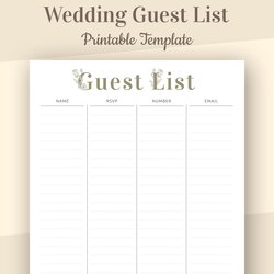 Perfect Wedding Guest List Printable Template