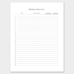 Super Guest List Template For Word Excel Format Wedding Blank