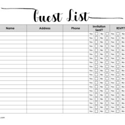 Wedding Guest List Template Excel Perfect Ideas Spreadsheet Editable
