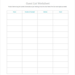 Great Free Wedding Guest List Samples In Ms Word Template