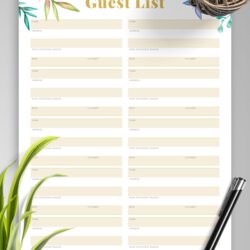 Superlative Wedding Guest List Printable