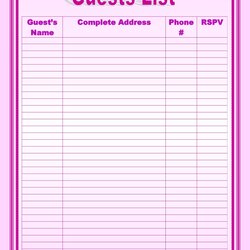 Fine Beautiful Wedding Guest List Itinerary Templates Template