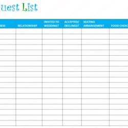 Matchless Wedding Planning Use Guest List Template Free