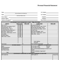 Matchless Personal Financial Statement Templates Forms Template Sample Statements Excel Samples Kb