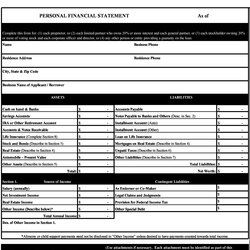 Excellent Personal Financial Statement Templates Forms Template Examples Kb