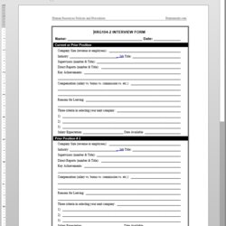 Job Interview Worksheet Template Word Form Employment Hiring Details