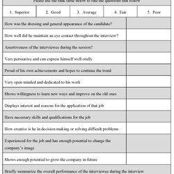 Splendid Job Interview Evaluation Form Editable Forms Word