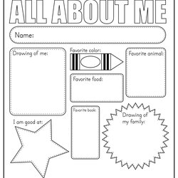 Best All About Me Printable Template Worksheet