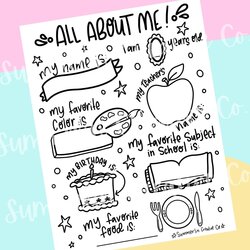 High Quality Fill In The Blank All About Me Template For Students