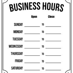 Superlative Printable Business Hours Sign Template Free Word
