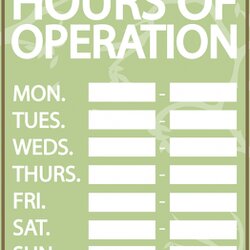 Free Printable Business Signs Hours Sign Store Template Operation Open Hour