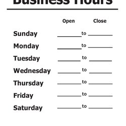 Business Hours Template Word