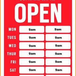 Capital Business Hours Sign Template Free Inspirational Printable