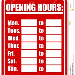 The Highest Quality Printable Business Hours Sign Template Opening Templates Signs Board Sheet Choose Lovely