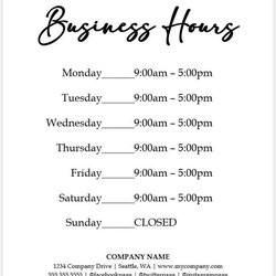 Legit Printable Business Hours Sign Template In