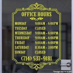 Sublime Business Hours Sign Template Inspirational Custom Yellow Hour