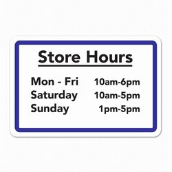 Tremendous Printable Business Hours Sign Store Signs Restaurant Shop Custom Sticker Window Times Graphic