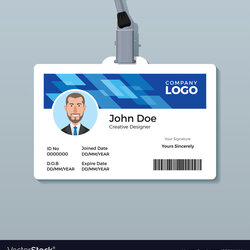 Exceptional Free Printable Id Badge Template Excel Templates Polygon Blue Office Design Vector