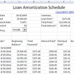 Microsoft Excel Templates Printable Amortization Schedule Loan Template Example Payment Chart Payments