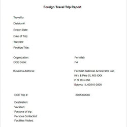Cool Business Trip Report Templates Word Template Travel Foreign Examples Free Download