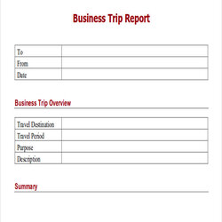 Outstanding Business Trip Report Template Best Ideas Sample