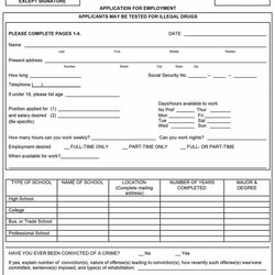 Fine Job Application Form Template Free Employment Applications Regard Forms Samples Subway