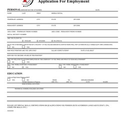 Peerless Free Employment Job Application Form Templates Printable Template
