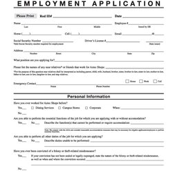 Superior Free Employment Job Application Form Templates Printable