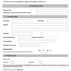 Job Application Form Template In Word And Formats Static Pr Vacancy Title