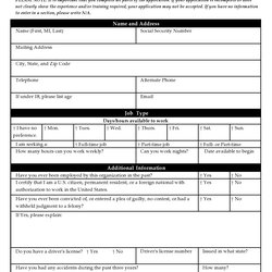 Outstanding Free Job Application Form Standard Template Word Printable Employment