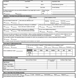 Free Printable Job Application Form Template Generic Employment Business Applications